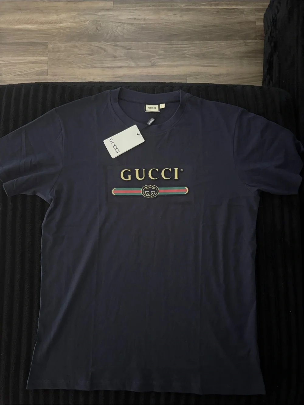 Gucci Men’s Navy Logo Graphic T-Shirt